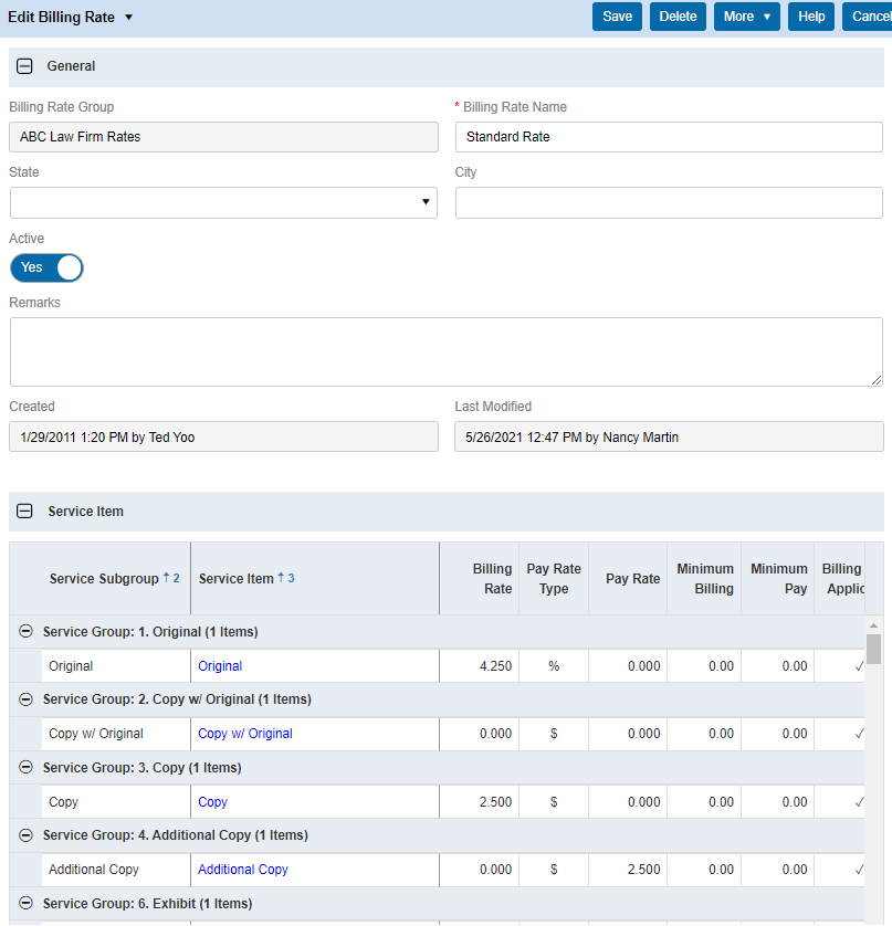 billing rate